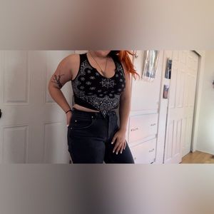 Handkerchief-style black crop top!
